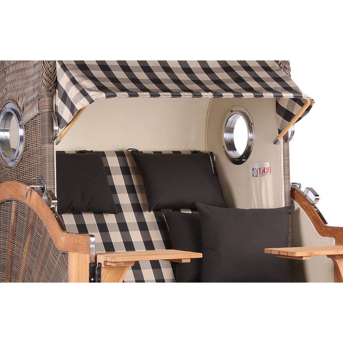 STRANDKORB Baltikum Teak 2,5 Sitzer - Braun/Grau, Holz/Metall (142/170/95cm) - Mr. Deko