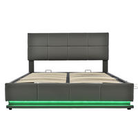 POLSTERBETT 160/200 cm grau mit LED-Beleuchtung und Bettkasten - Grau, Textil (160/200cm) - OKWISH