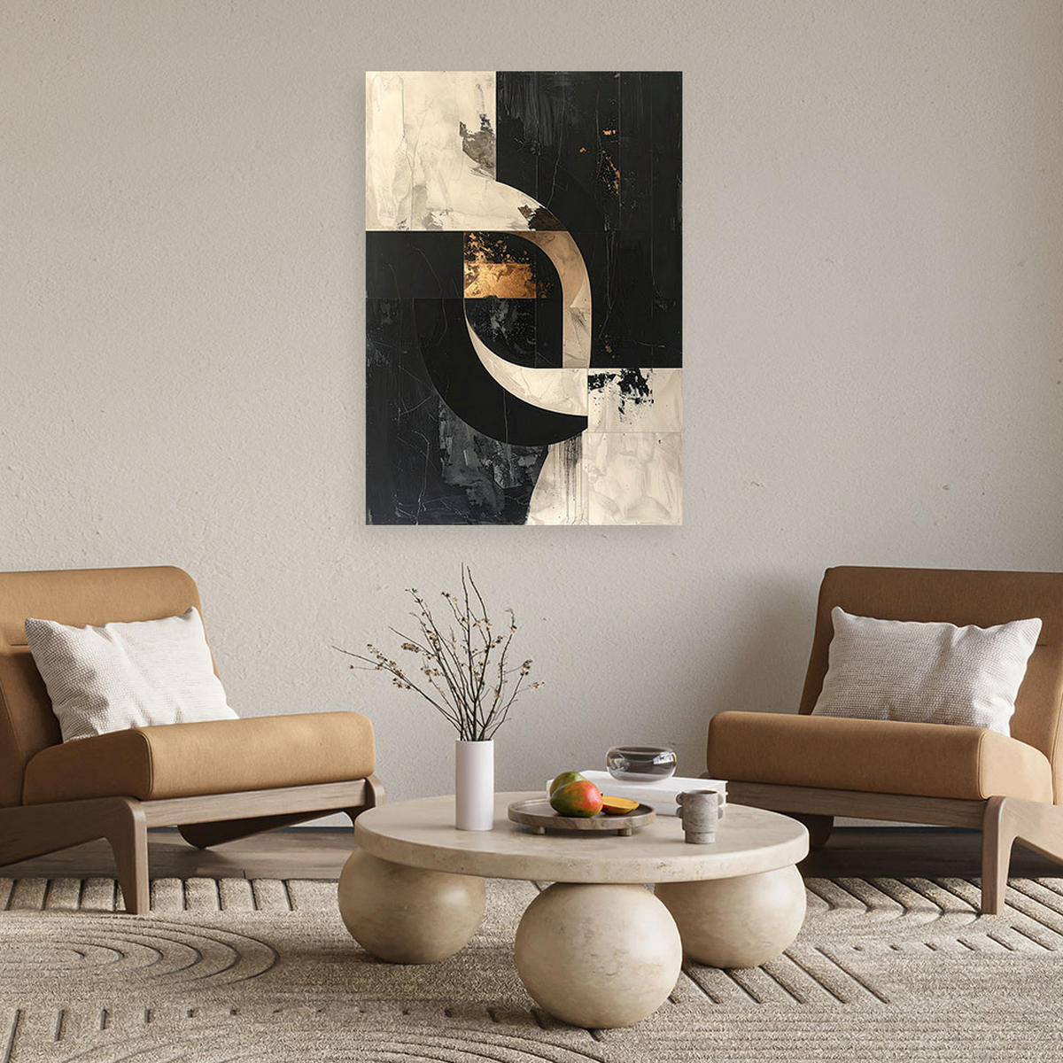 LEINWANDBILD Abstraktion 80x120cm - Schwarz, Textil (80/120cm) - Feeby