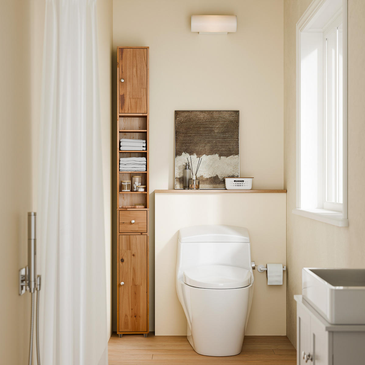 HOCHSCHRANK schmal Natur - Braun, Holz (20/180/20cm) - SoBuy