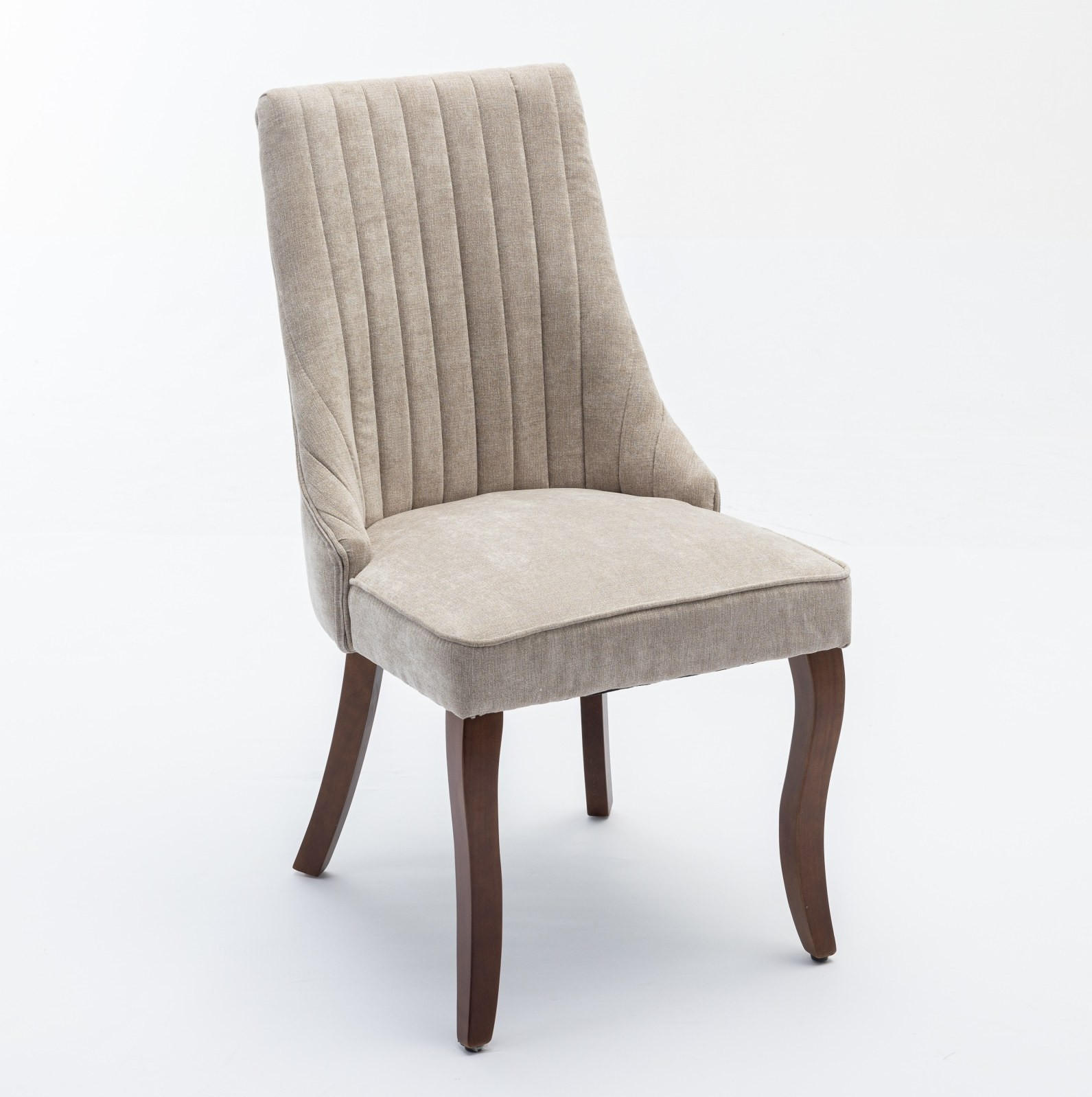 ESSZIMMERSTUHL 2er-Set mit hoher Rückenlehne Chenille Beige - Beige, Holz (50/95.5/64cm) - Meubliv