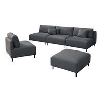 GARTEN Lounge Set SUN – Outdoor Möbel Set mit Sofa, Sessel und Hocker, UV-beständig und wasserabweisend - Grau, Textil - A&J MöbelLand