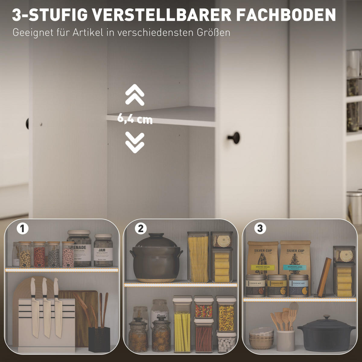 KÜCHENWAGEN in Weiß mit Gewürzregalen, Schrank und Rollen,86.5/38/82 cm - Weiß, Holzwerkstoff (82/86.5/38cm) - Flora Grace