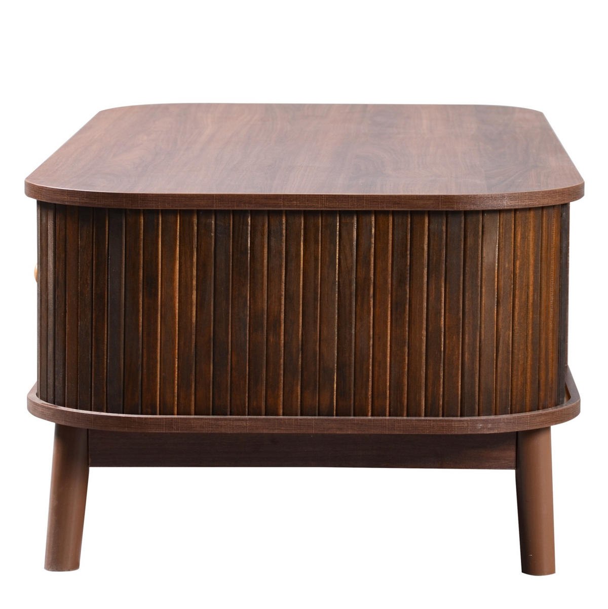 COUCHTISCH aus MDF 110x55x38,5 cm Naturfarben mit Schubladen, Türen und Rattan-Details - Naturfarben, Holzwerkstoff (110/55/38.5cm) - IVMEU