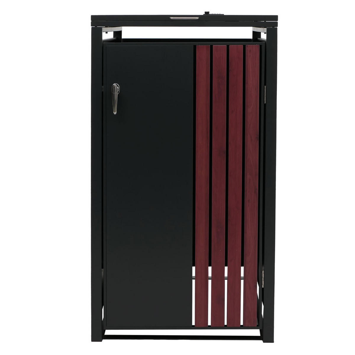 MÜLLTONNENBOX 1er mit Deckel HxBxT 122x68x84cm Anthrazit Holzoptik dunkel - Anthrazit, Metall (68/122/84cm) - PROREGAL