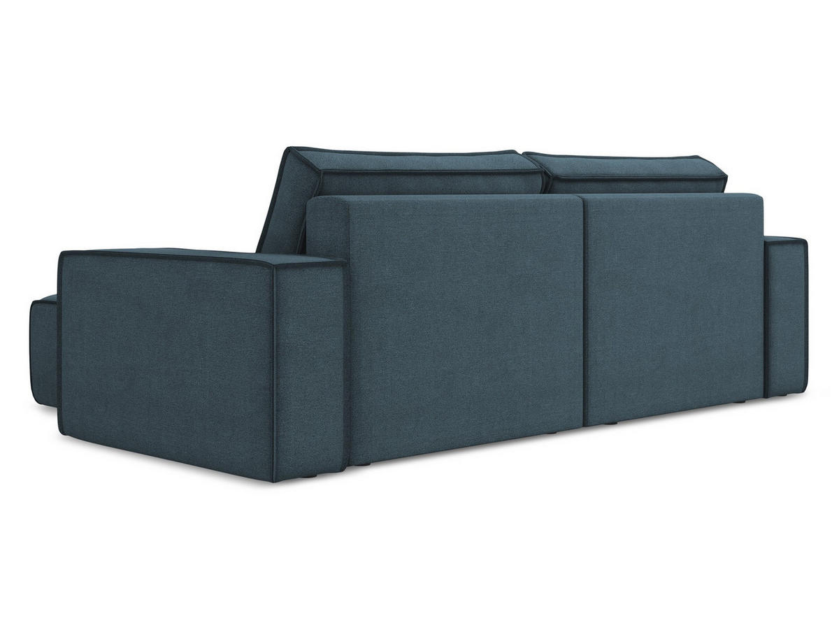 ECKSOFA mit Schlaffunktion Strukturstoff Stoff Blau - Blau/Blaugrau, Kunststoff/Textil (257/148cm) - Makamii