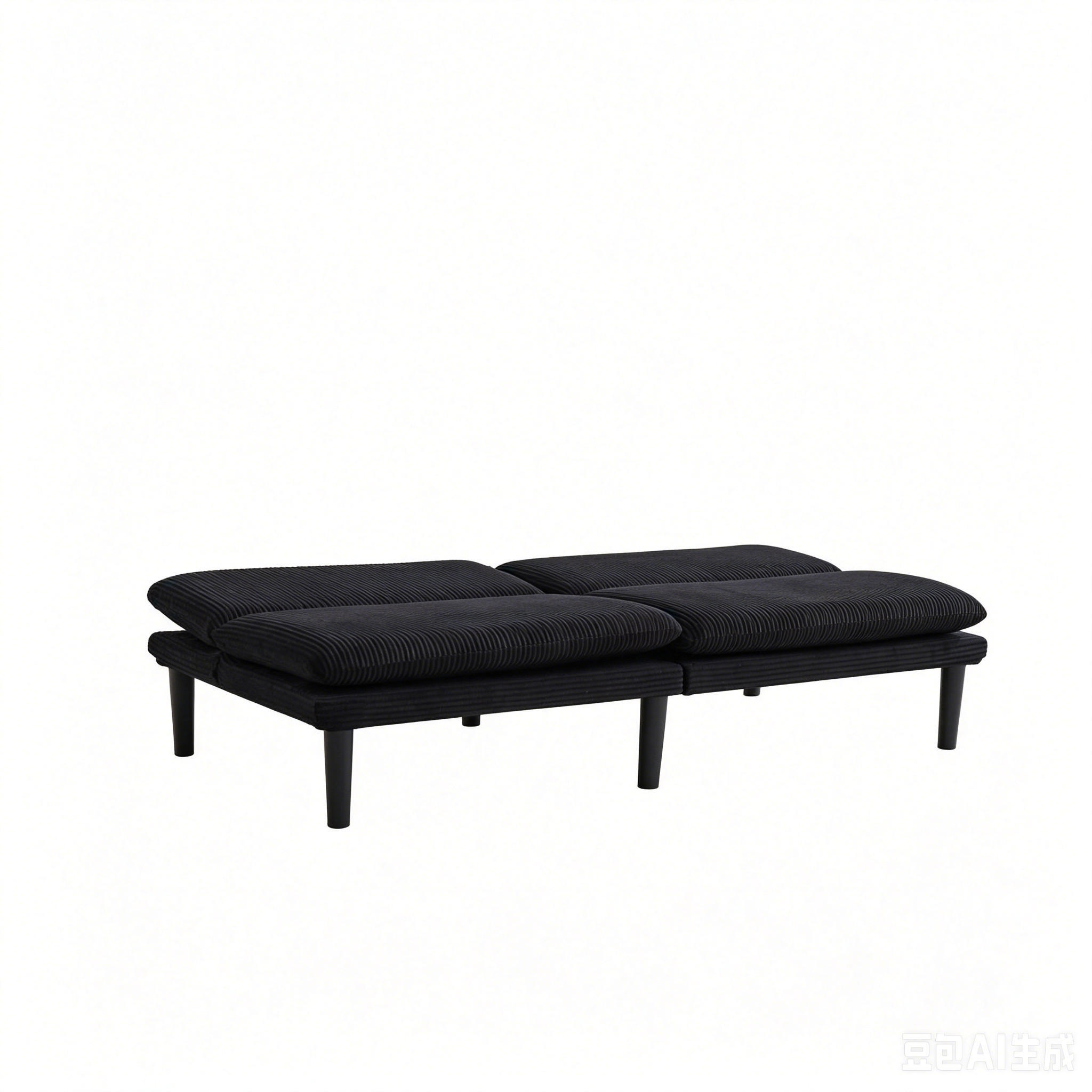 Modfu ROZKLÁDACÍ 2místná pohovka ze sametu 168x86x67 cm černá s polohovacím opěradlem a funkcí lůžka