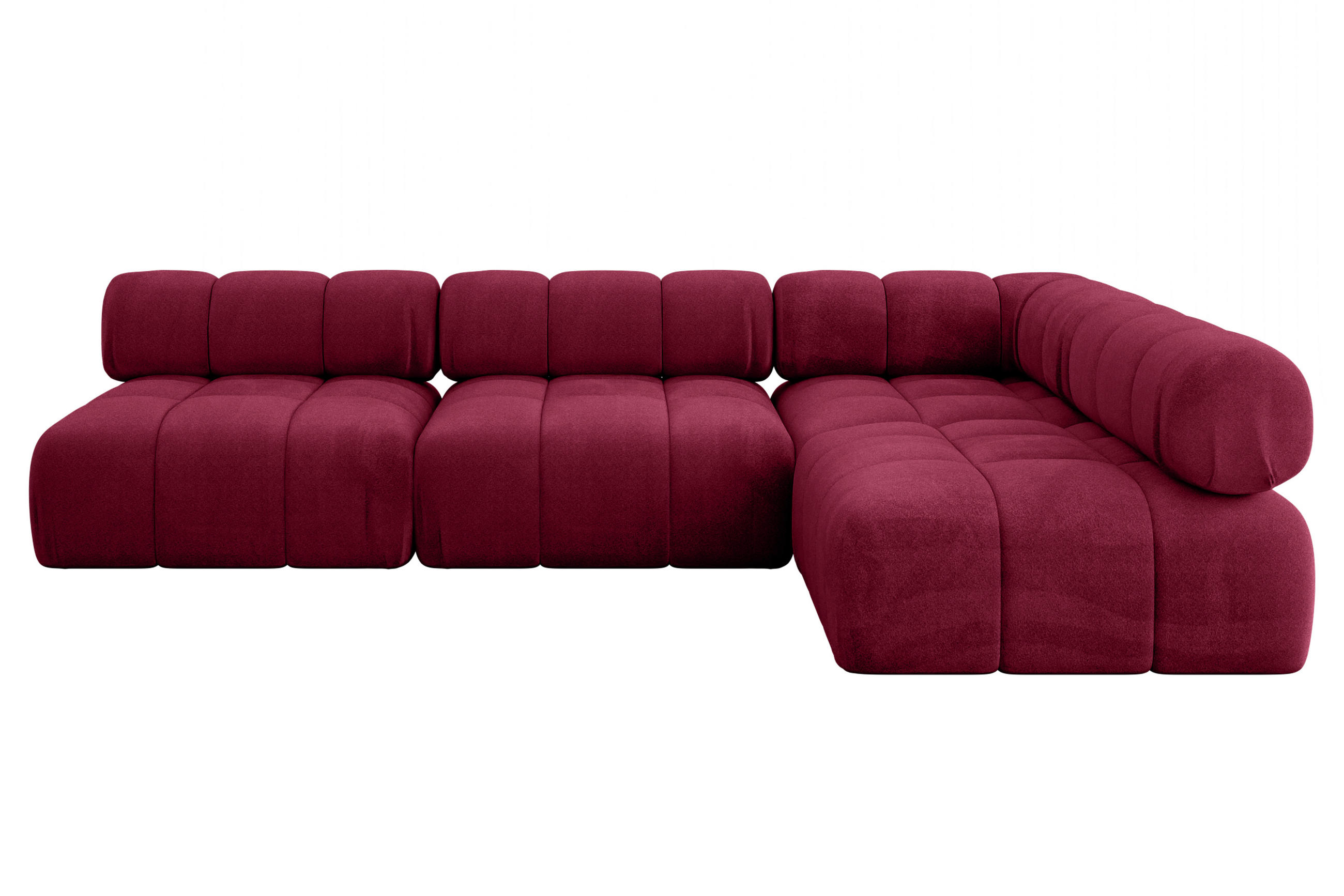 ECKSOFA modulares Sofa Samaro-L2 - 285x190x70 cm Bordeauxrot Velours - Bordeaux, Holzwerkstoff/Textil (285/190cm) - ALTDECOR