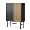 HIGHBOARD Dinley 2T Schwarz, Braun 93,2/131,7/39 cm – mit langen Beinen und Lamellenfront - Schwarz/Braun, Holzwerkstoff/Metall (93.2/131.7/39cm) - AX Living