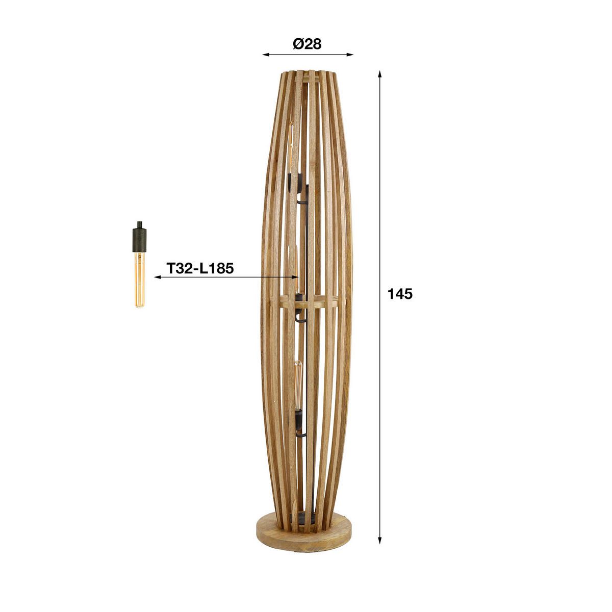 STEHLEUCHTE Orbit Braun 28/145/ 28 cm - Braun, Holz (28/145/28cm) - Hoyz Collection