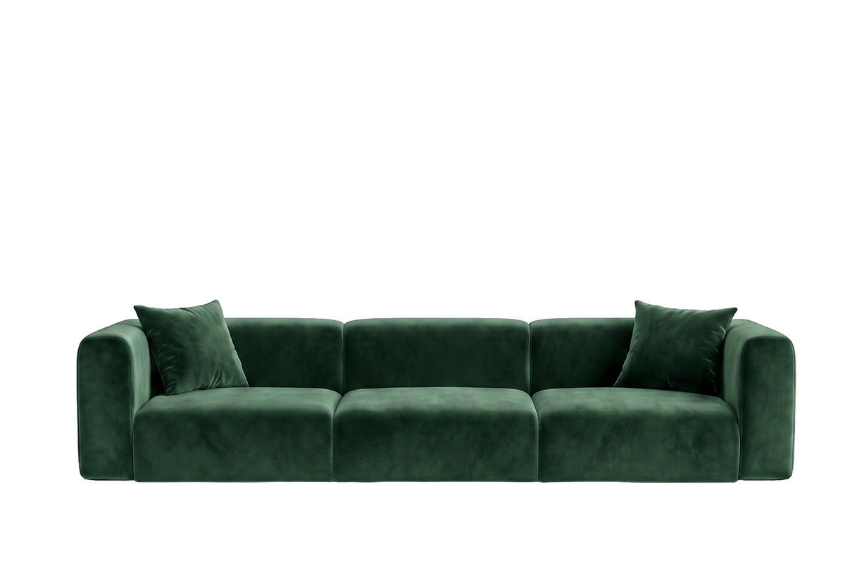 SOFA 3-Sitzer, Velvet-Stoff Bluvel, Grün, GRETA - Grün, Holz (319/70/89cm) - Kaiser Möbel