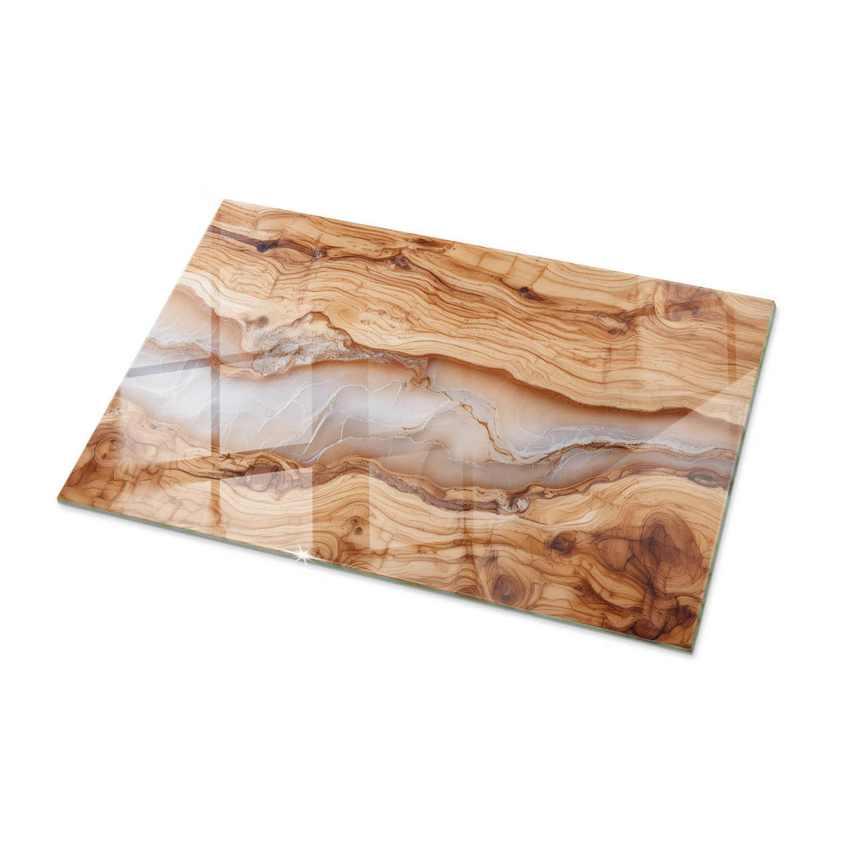 TISCHPLATTE 100x70 cm Naturholz mit Harzdetails - Beige, Glas (100/70/0.4cm) - TULUP
