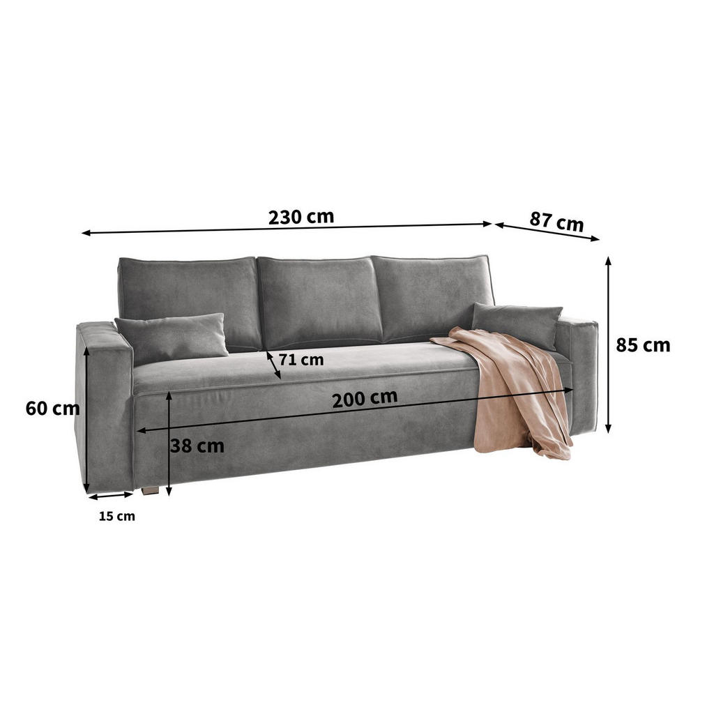 Thumbnail - Masseno Bettsofa, Rosa, Textil, 230x85x87 cm, Wohnzimmer, Sofas & Couches, Schlafsofas