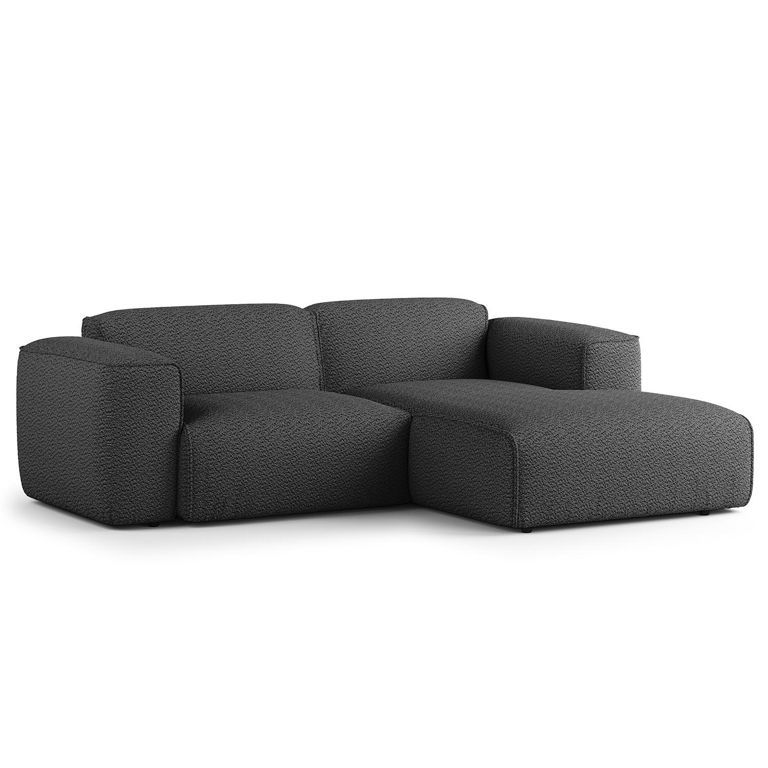 ECKSOFA mit XL-Longchair - Anthrazit/Schwarz, Kunststoff/Textil (260/171cm) - home24