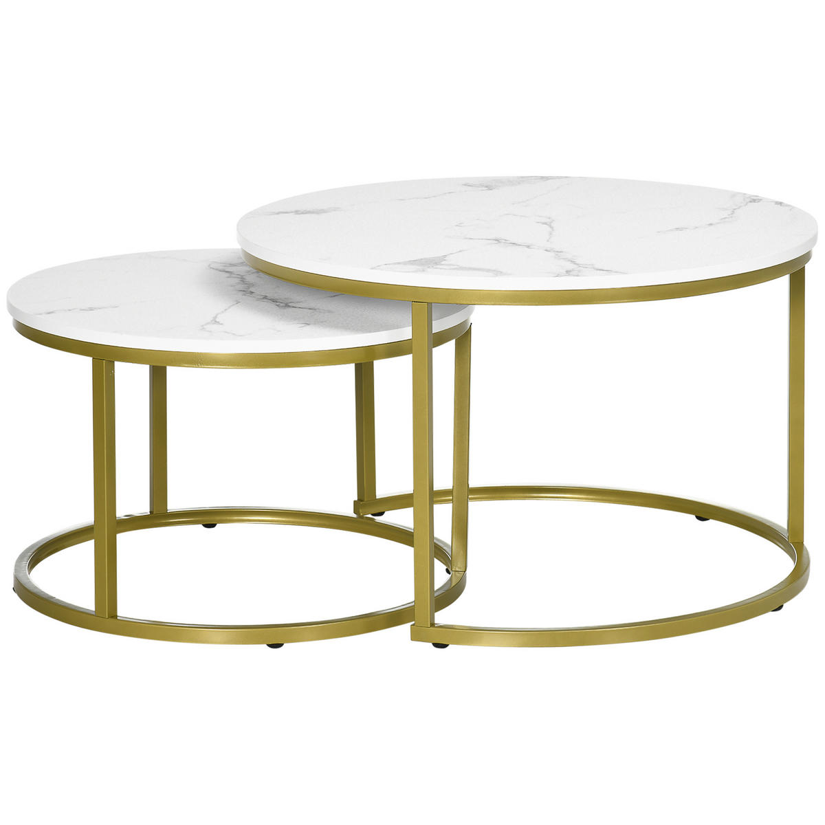 COUCHTISCH-SET Weiß Gold 2er-Set - Weiß, Holzwerkstoff (74/74/46.3cm) - PANGIVO