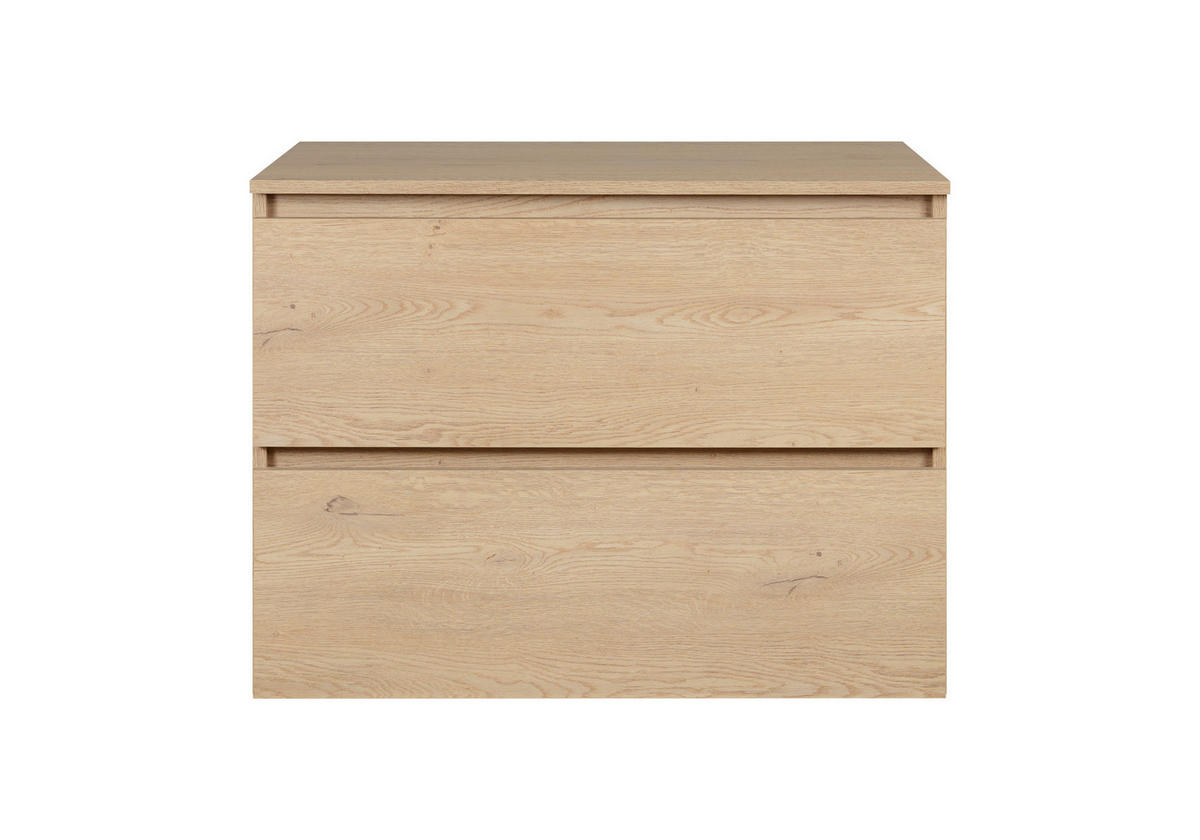 BADEZIMMERSCHRANK 80 cm + TOP, Farbe: helle Eiche, 80 x 57 x 46 cm, mit Arbeitsplatte - Beige, Holzwerkstoff (80/57/46cm) - 3XE LIVING