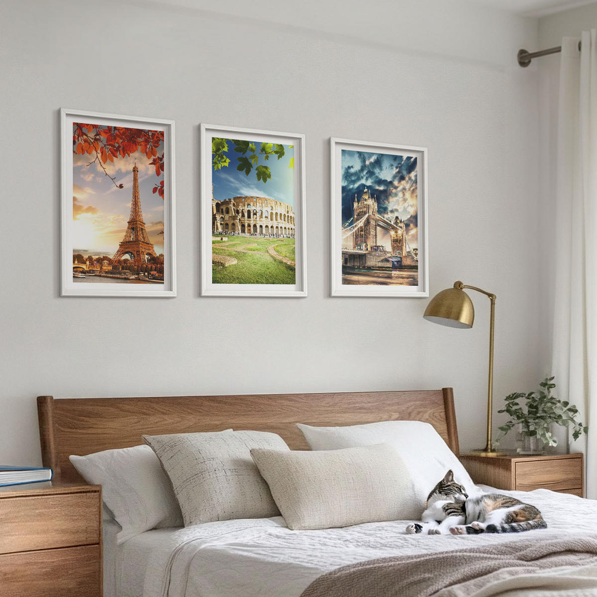 WANDBILDER 3er-Set - 40x60 cm Weißer Rahmen - Denkmäler Europas - Weiß, Kunststoff (40/60cm) - ArtPrintCave