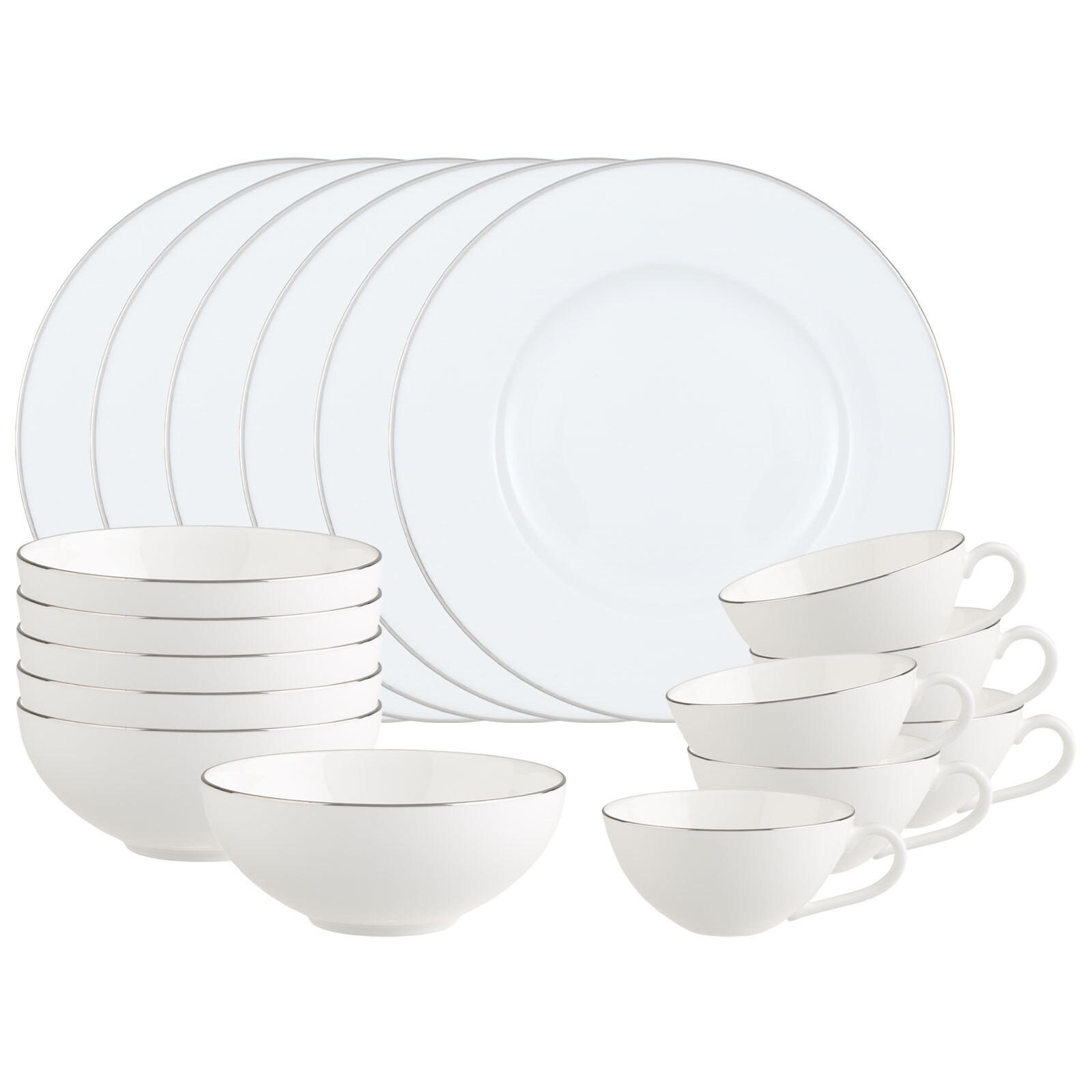 FRÜHSTÜCKS-SET Anmut Platinum No. 1 weiß 18er Set - Weiß, Keramik (1/1/1cm) - Villeroy & Boch
