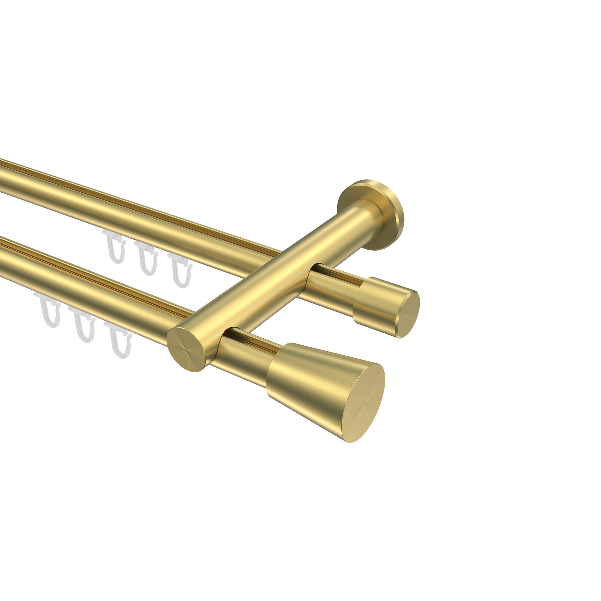 GARDINENSTANGE INNENLAUF Platon Sitra 600 cm (geteilt in 3 x 200 cm), 2-läufig, 20 mm Ø Messing-Optik - Messingfarben, Metall (600cm) - INTERDECO