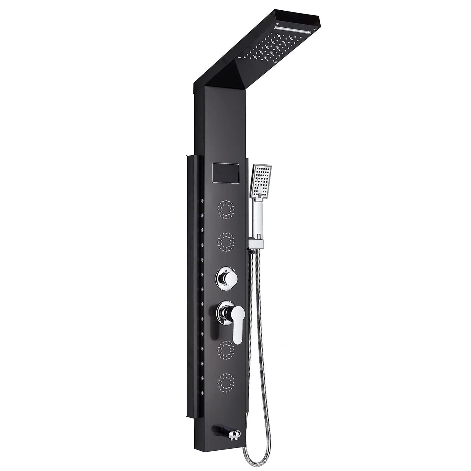 ÜBERKOPFBRAUSESET Schwarz LED Edelstahl Regendusche Massagedusche Duschpaneel - Schwarz, Metall (15/125/46cm) - Kaket