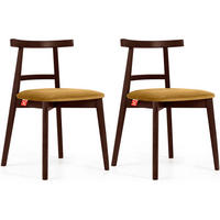 ESSTISCHSTÜHLE LILIO 2 St Vintage, Gelb / Mahagoni - Gelb, Holz/Textil (47/76/45cm) - KONSIMO®