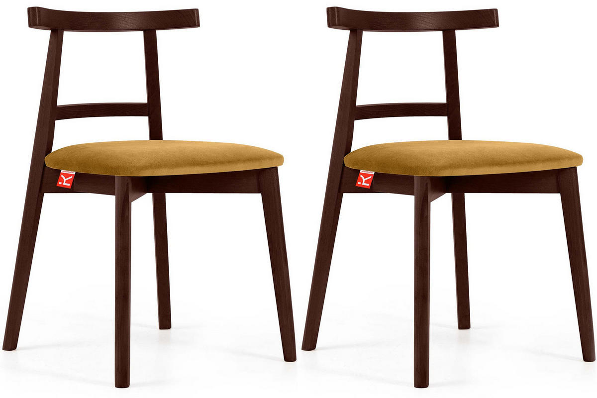 ESSTISCHSTÜHLE LILIO 2 St Vintage, Gelb / Mahagoni - Gelb, Holz/Textil (47/76/45cm) - KONSIMO®