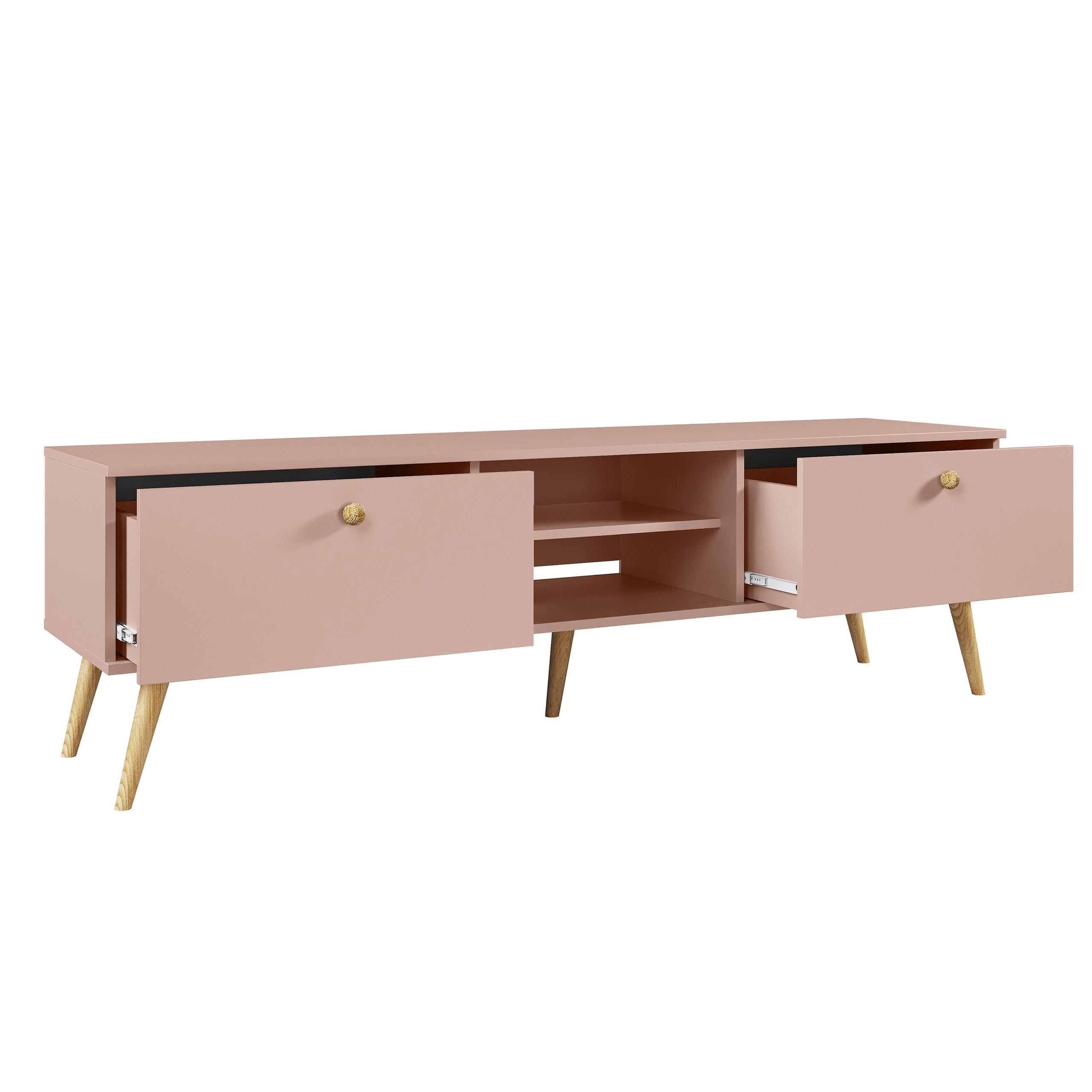 TV-SCHRANK Ikon Rosa, TV-Tisch mit Schubladen - Rosa, Holzwerkstoff (170/50/41cm) - Bettso