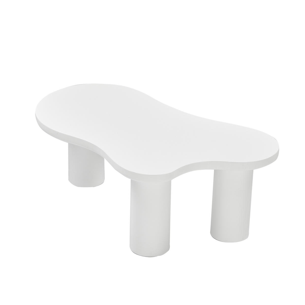 COUCHTISCH Weiß 107/66/40,5 cm in Wolkenform - Weiß, Holzwerkstoff (66/107/40.5cm) - PANGIVO