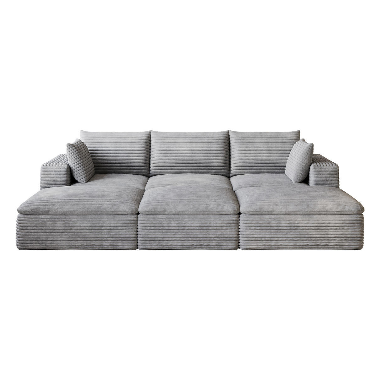 SOFA modular 260 cm Stoff Grau - Grau, Kunststoff (160/60/260.2cm) - Meubliv