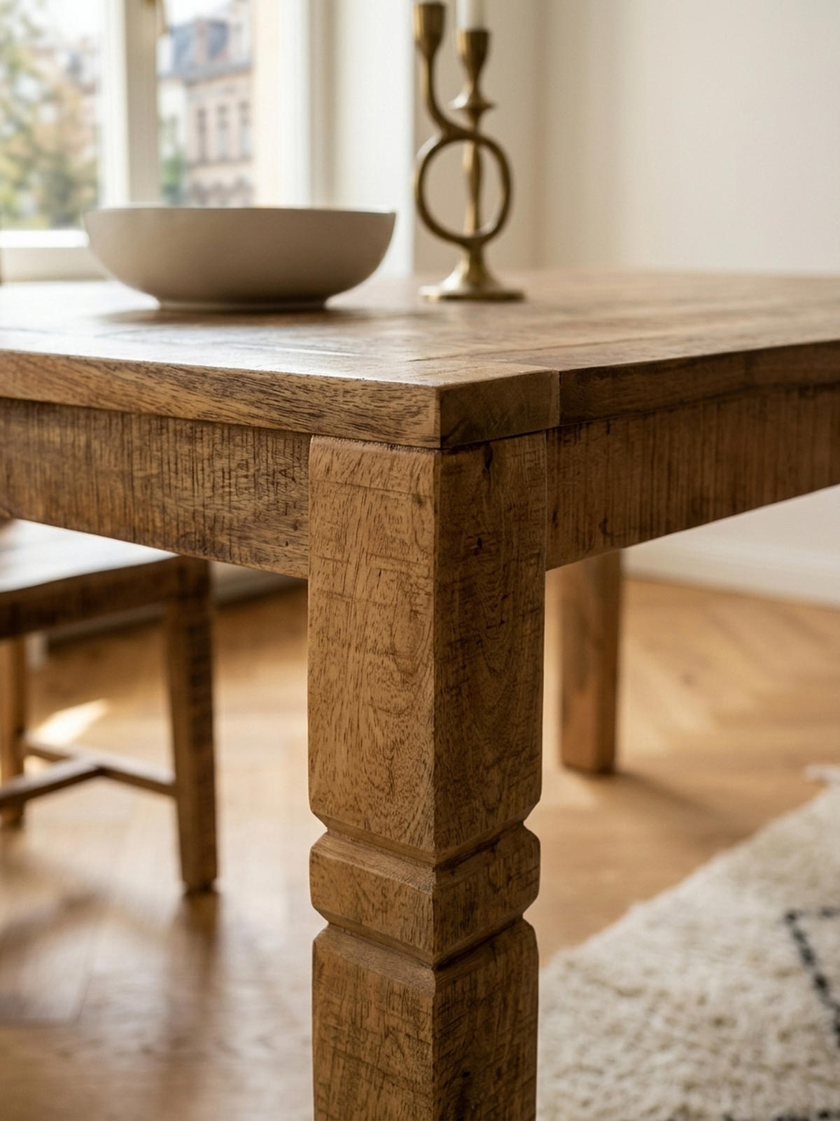 ESSTISCH – Mango Massivholz 120 cm Landhausstil Schnitzereien - Braun, Holz (70/120/76cm) - KADIMA DESIGN