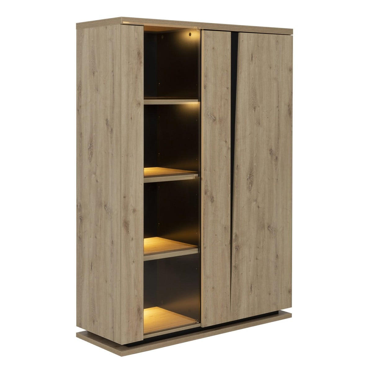 GESCHIRRSCHRANK 2-türiger mit Beleuchtung 120/170/45 cm - Eschefarben, Holzwerkstoff (120/170/45cm) - Calicosy