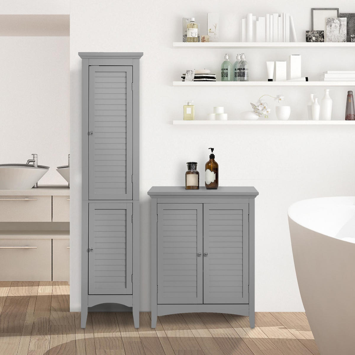 HOCHSCHRANK Grau - Grau, Holzwerkstoff (38.1/160/33cm) - Teamson Home