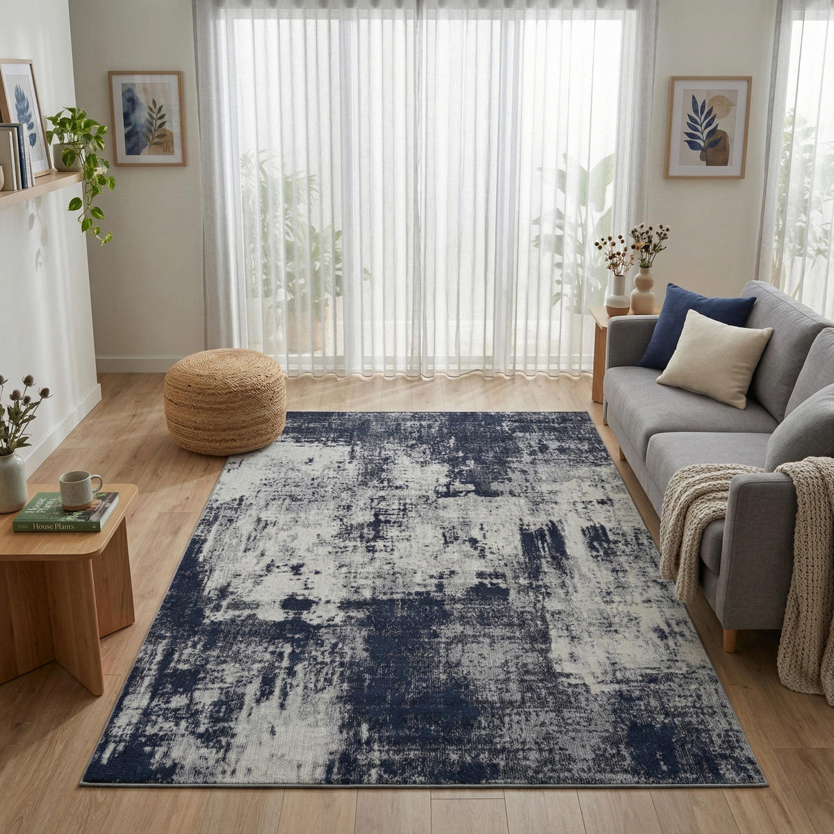 VINTAGE-TEPPICH MILANO 120/170 cm Taupe - Dunkelblau, Naturmaterialien/Textil (120/170cm) - Consilio Concept