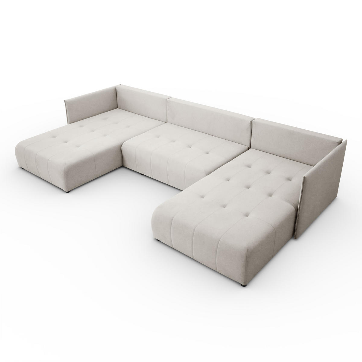 ECKSOFA Sofa U-Form Couch U form Hannover Stoff Castel Ecru - Ecru, Holz (348/188cm) - Kaiser Möbel