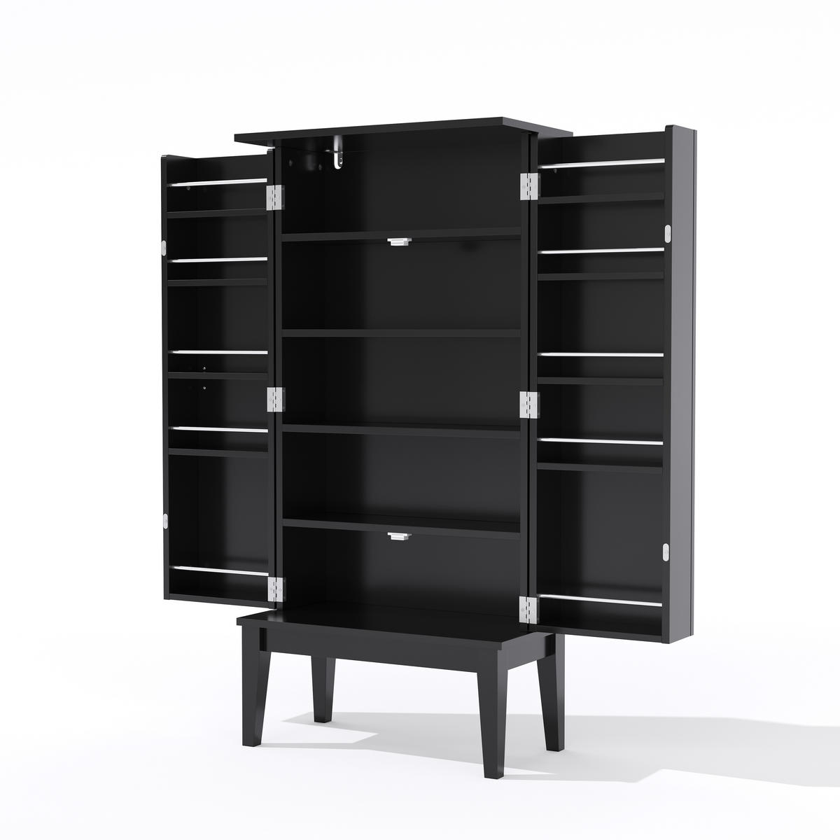 GESCHIRRSCHRANK 59/30/120 cm Schwarz mit 2-Tür-Aufbewahrungsschrank und Türablage - Schwarz, Holz (59/120/30cm) - Oxeza