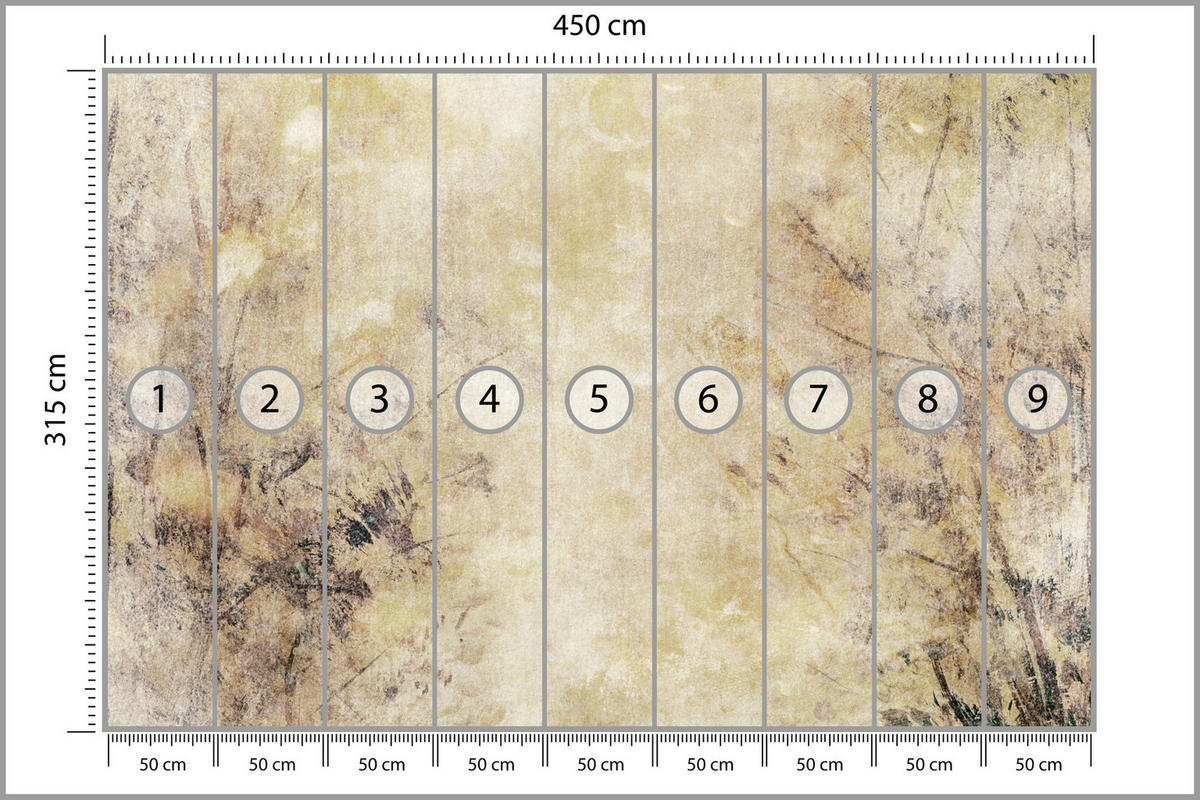 FOTOTAPETE Beton Abstraktion Retro Stil 450x315 - Beige/Braun, Papier (450/315cm) - Muralo