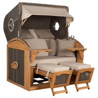 STRANDKORB XL Schillig Bullauge - Taupe/Braun, Metall (142/170/95cm) - Mr. Deko