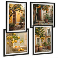 BILDER SET 4er Set - 50x50 cm & 40x60 cm Schwarzer Rahmen - Zitrusgarten in der Sonne - Schwarz, Kunststoff (50/50cm) - TULUP