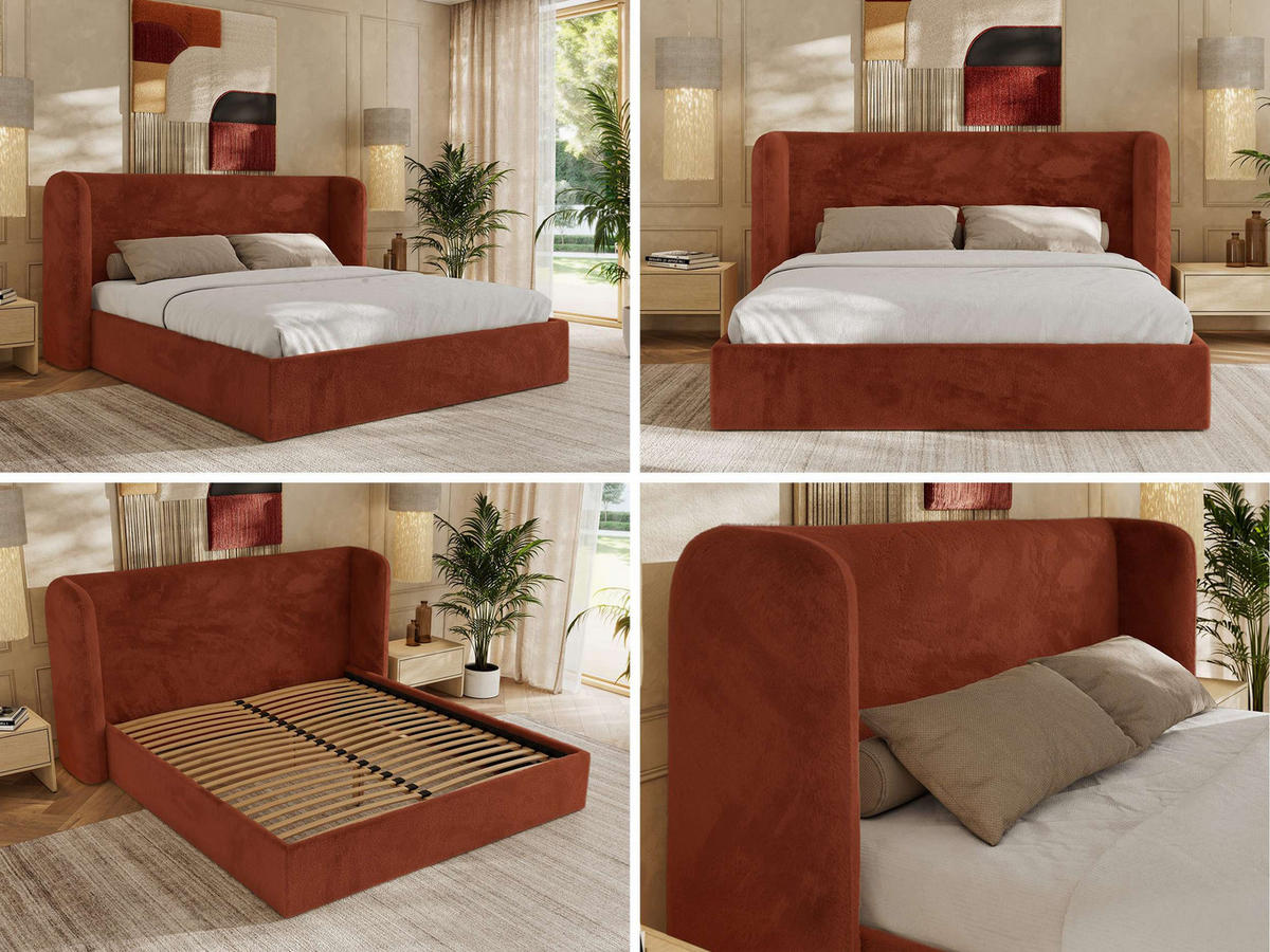 POLSTERBETT EMORA CLASSIC 200/200 - Orange Plüsch - ohne Matratze - Orange, Textil (200/200cm) - MKS