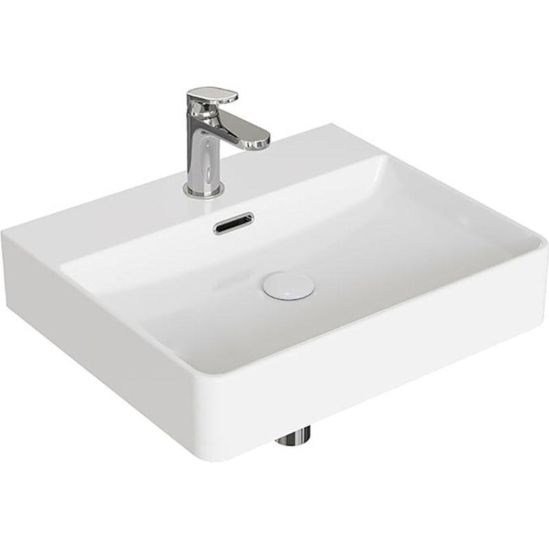 WASCHBECKEN mit Hahnloch und Überlauf 50 cm - Weiß, Keramik (42/13.5/50cm) - HOROW