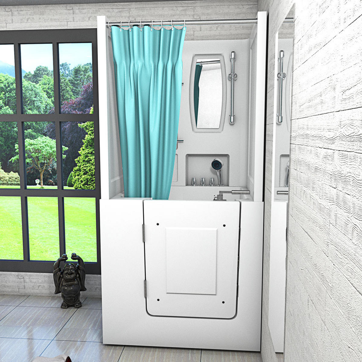 DUSCHE mit Sitzwanne und Tür S02D-TH-C-L - Weiß, Glas/Kunststoff (100/78/205cm) - AcquaVapore by Sandra Jentho