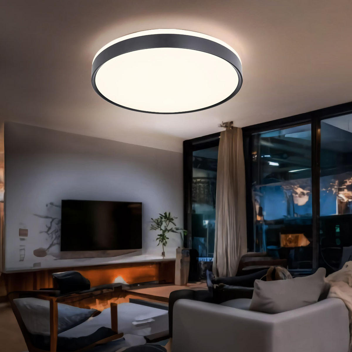 LED DECKENLEUCHTE Metall Schwarz Weiß - Schwarz, Metall (39/39/8cm) - Globo Lighting