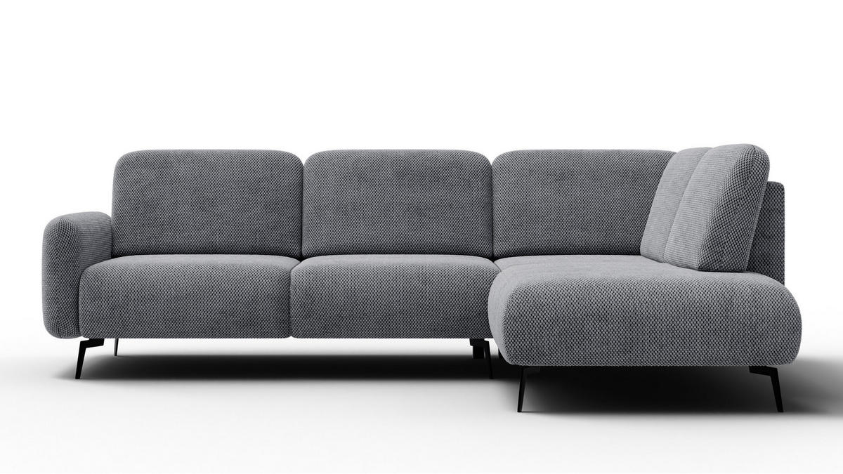 ECKSOFA FEBE 5-Sitzer rechts, grau - Schwarz/Grau, Holz/Textil (271/190cm) - Courtois Laville