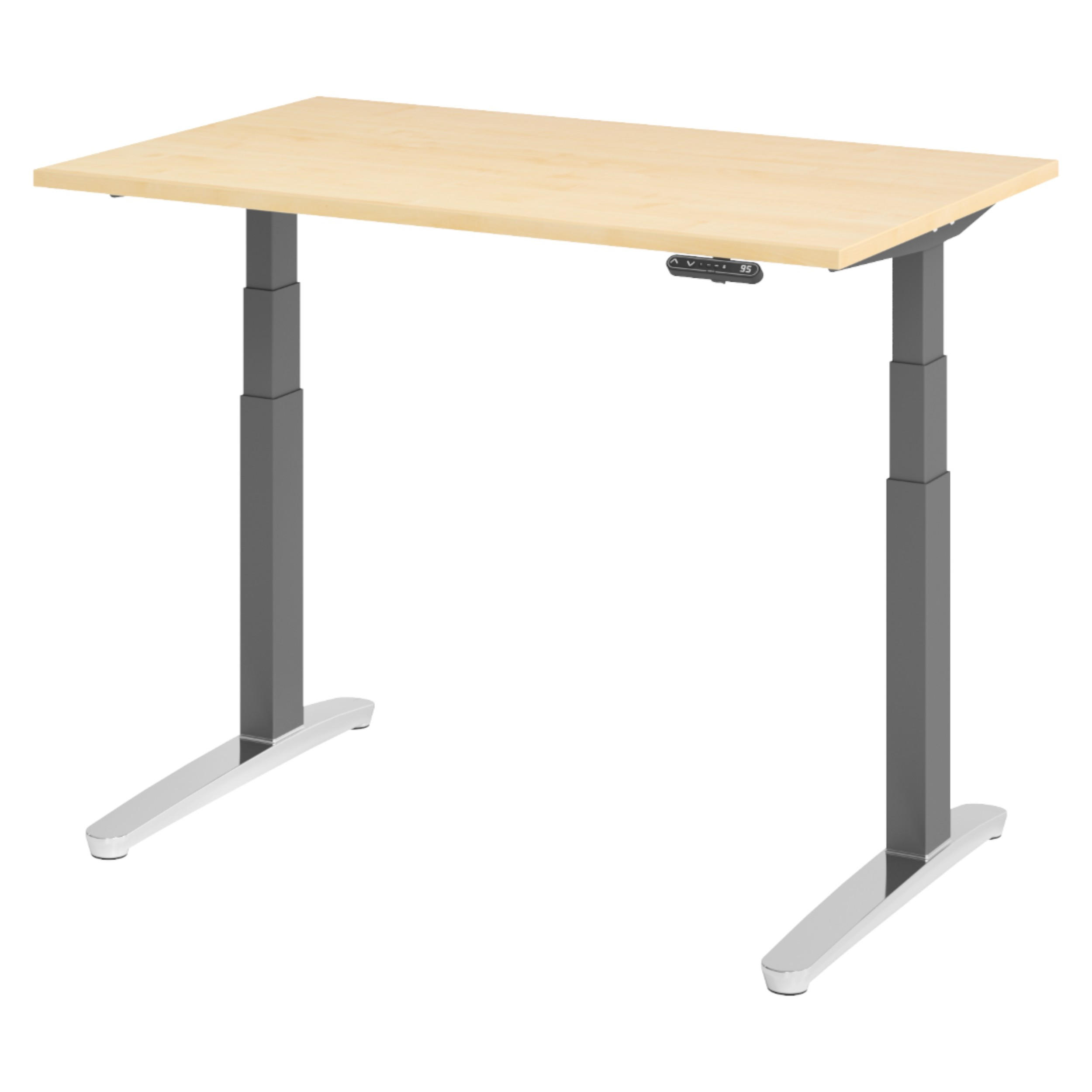 SCHREIBTISCH elektrisch XBHM 80/120/74 cm in Ahornfarben/Graphitfarben/Alu poliert - Ahornfarben/Graphitfarben, Holzwerkstoff (80/120/74cm) - bümö