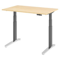 SCHREIBTISCH elektrisch XBHM 80/120/74 cm in Ahornfarben/Graphitfarben/Alu poliert - Ahornfarben/Graphitfarben, Holzwerkstoff (80/120/74cm) - bümö