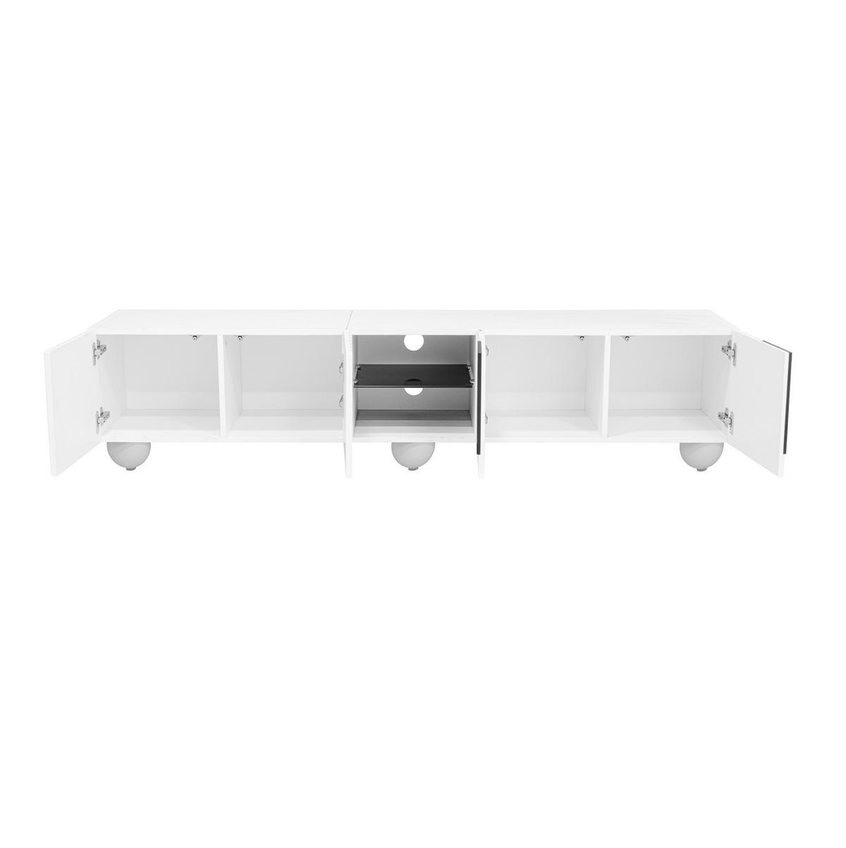 TV-SCHRANK mit offenen und geschlossenen Fächern 180 x 40 x 41,5 cm Weiß - Weiß, Holzwerkstoff (40/41.5/180cm) - Beauniv