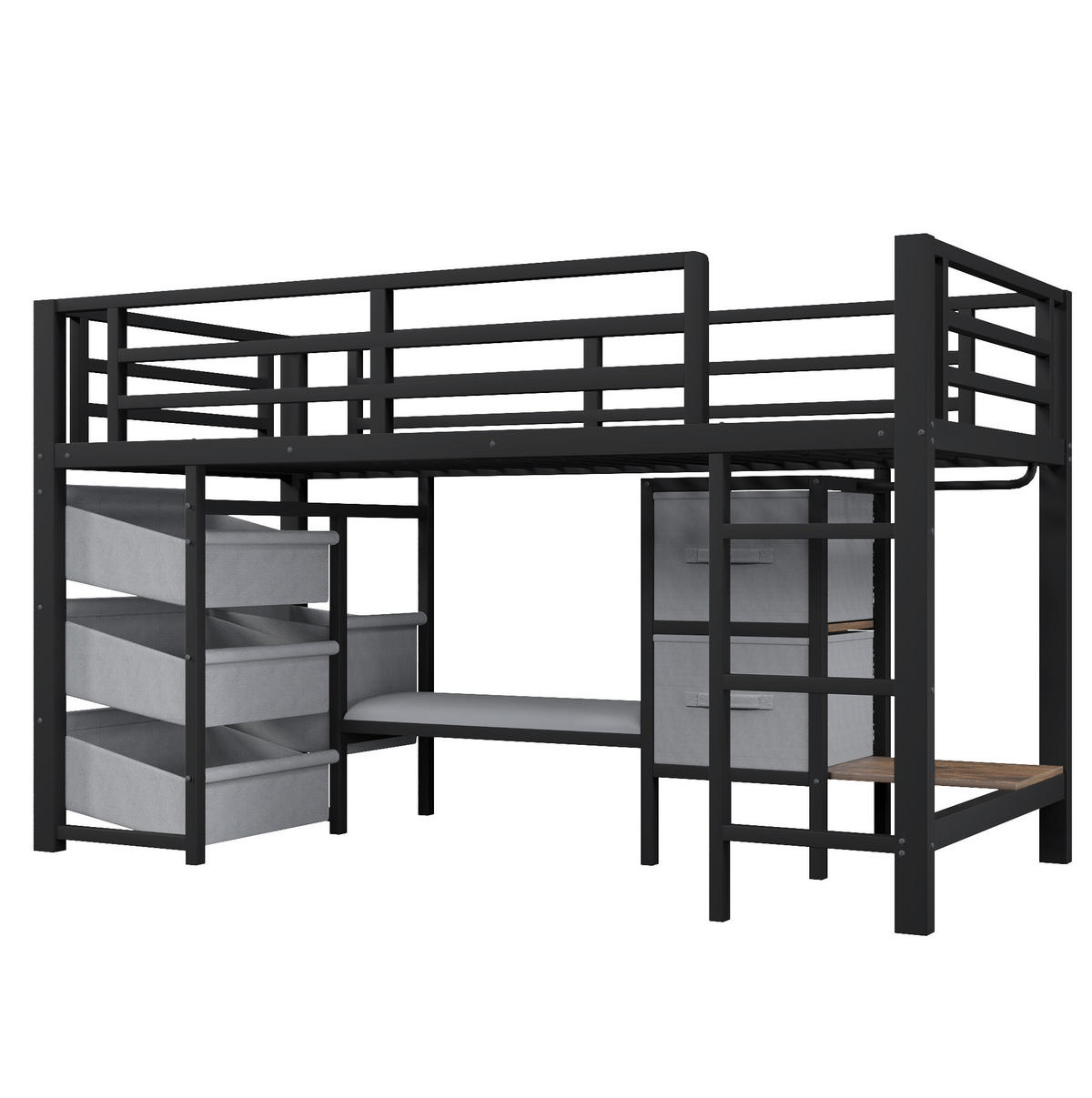 HOCHBETT 90/200 cm aus Metall mit LED-Beleuchtung und Stauraum, Schwarz - Schwarz, Metall (90/200cm) - Flora Grace