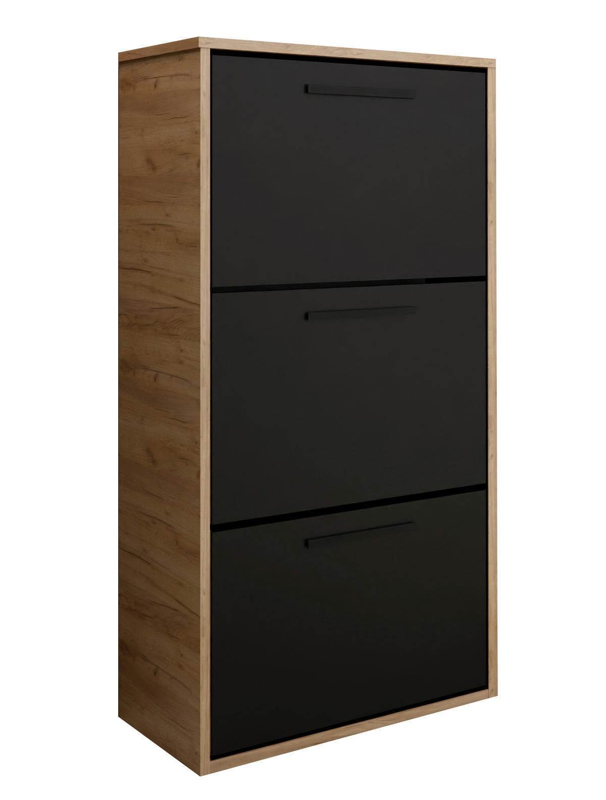 SCHUHSCHRANK Asper Craft Eiche Gold & Schwarz - Honigeiche/Schwarz, Holzwerkstoff (59/114.6/24cm) - Kier Furniture