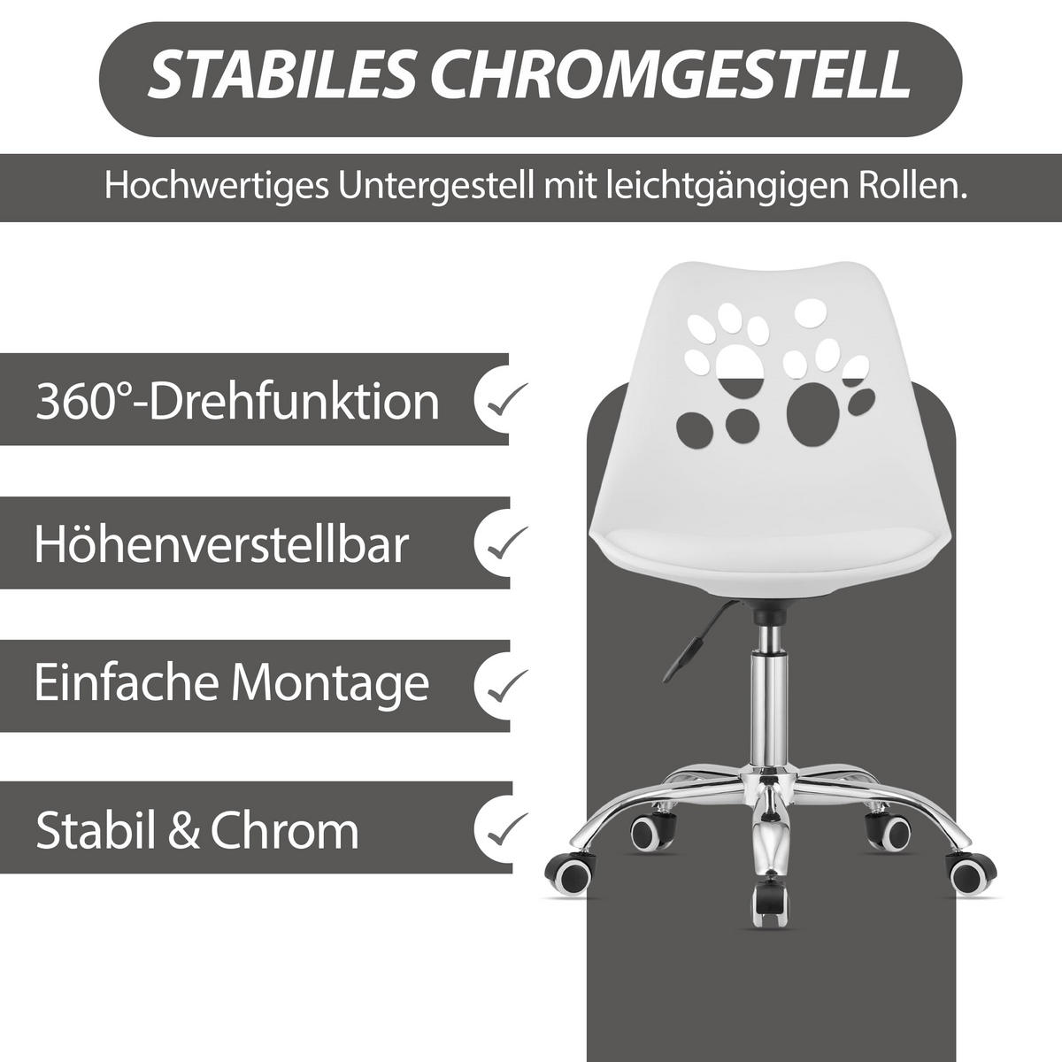 BÜRODREHSTUHL Weiß, Höhenverstellbar, Rollen, Ohne Armlehnen, Ergonomisch Für Home Office Und Schlafzimmer - Weiß, Textil (51/94/58cm) - Best For Home