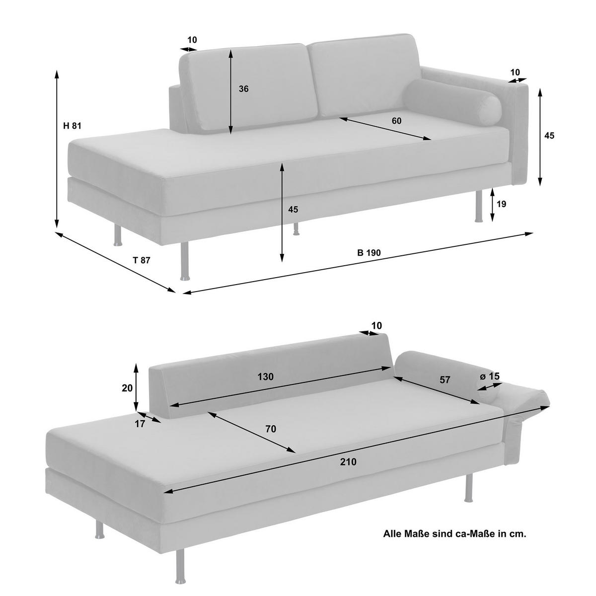 RECAMIERE Armlehne rechts Keara Samtvelours anthrazit - Anthrazit, Kunststoff (87/81/190cm) - 58aufmkessel